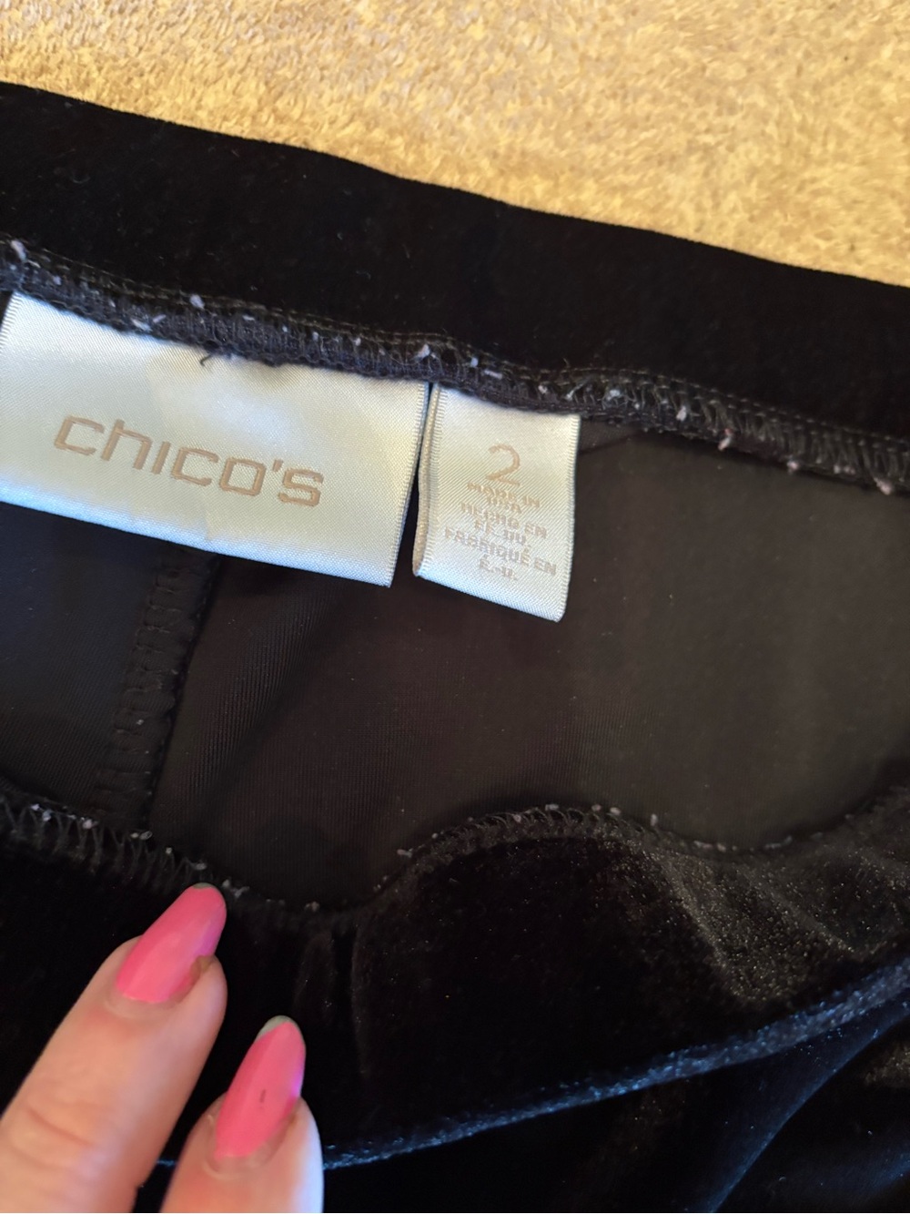 Chico’s Black Velvet pull on pants size 12 (2) - Picture 6 of 6